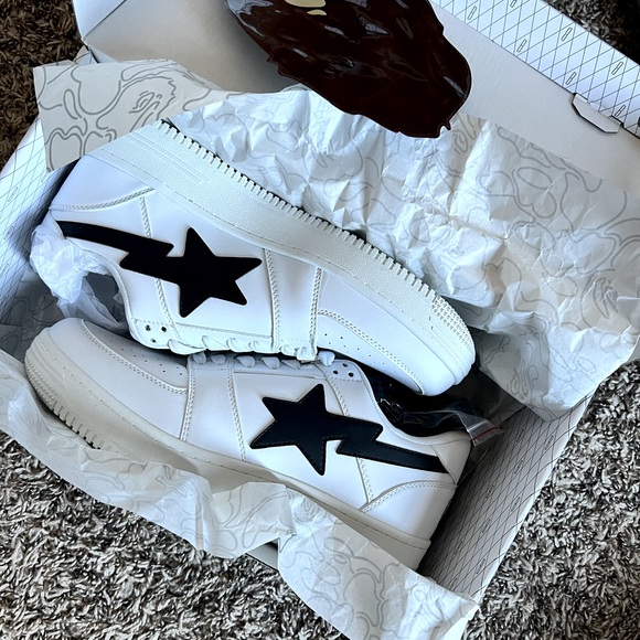 a bathing ape bapesta low m1 white black